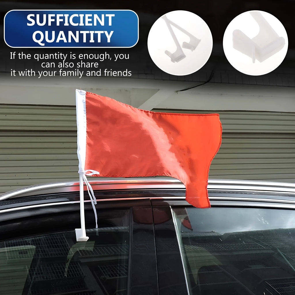 Pack of 10 white PP plastic car window flag pole holder clips.