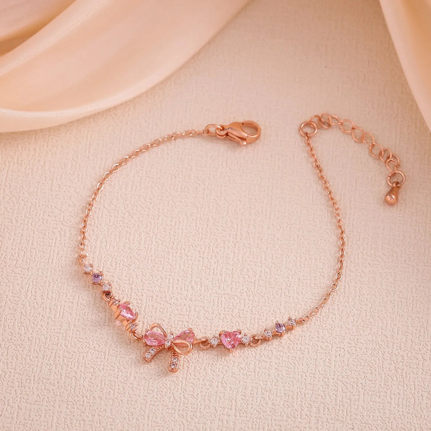18K gold plated heart shaped butterfly zircon bracelet for women in gold finish