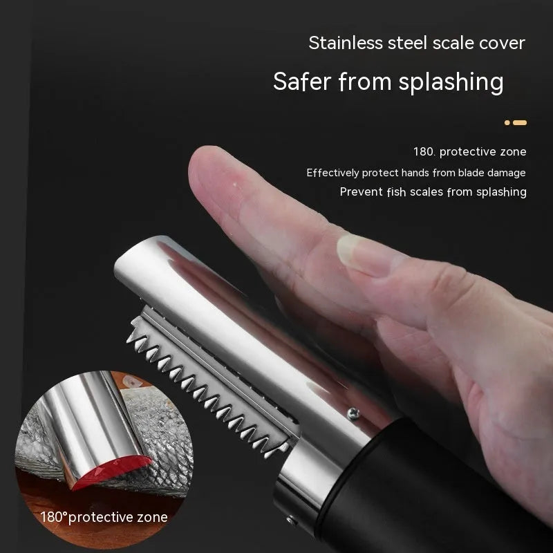 Electric fish scaler machine handheld 125W high-power seven-level waterproof white black light green
