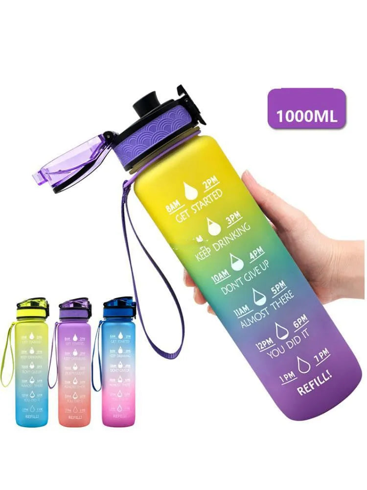 Clear 1000ml sports water bottle with wide opening showing BPA-free Tritan construction