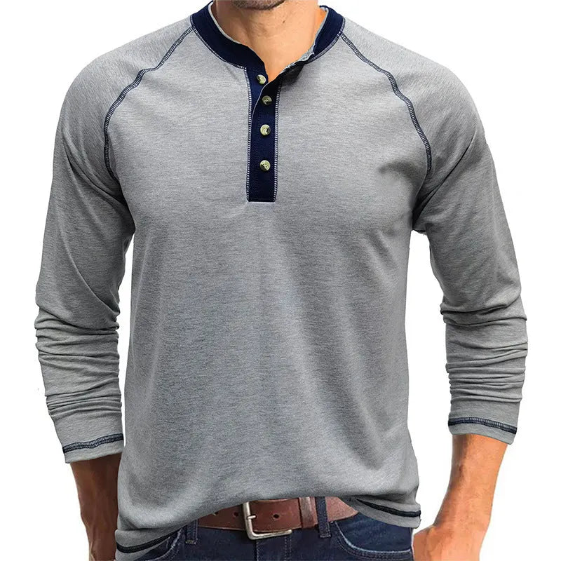 Men's cotton long-sleeved T-shirt in white with raglan sleeves, pullover style for outdoor bottoming