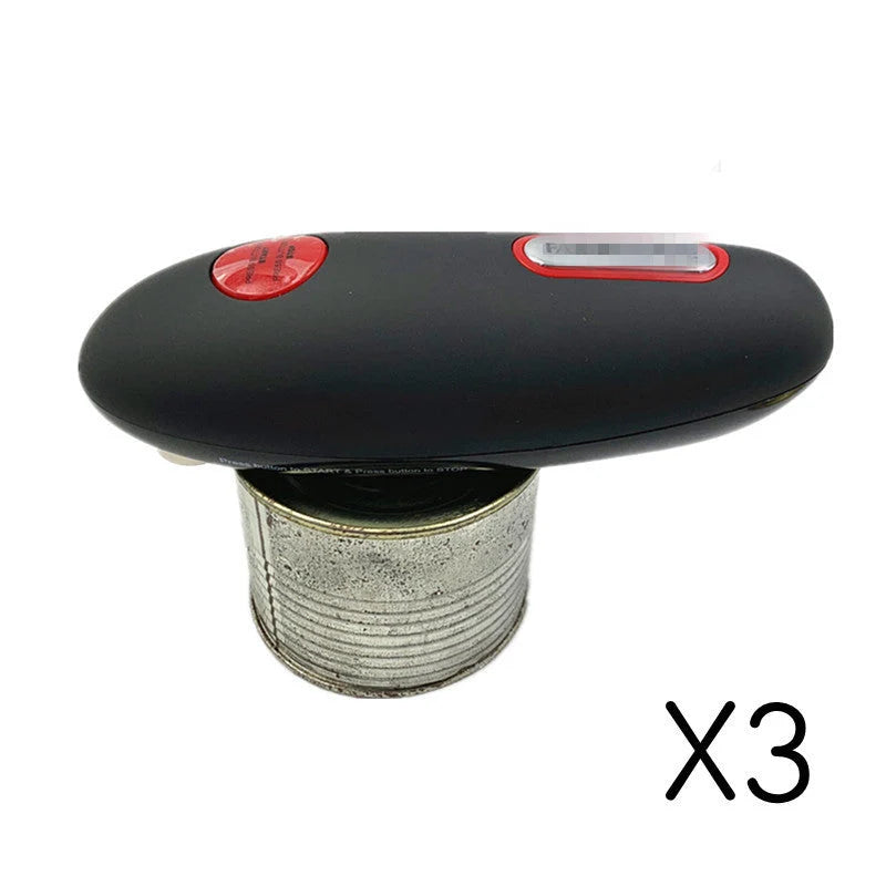 Cordless electric can and bottle opener with one-touch operation, black