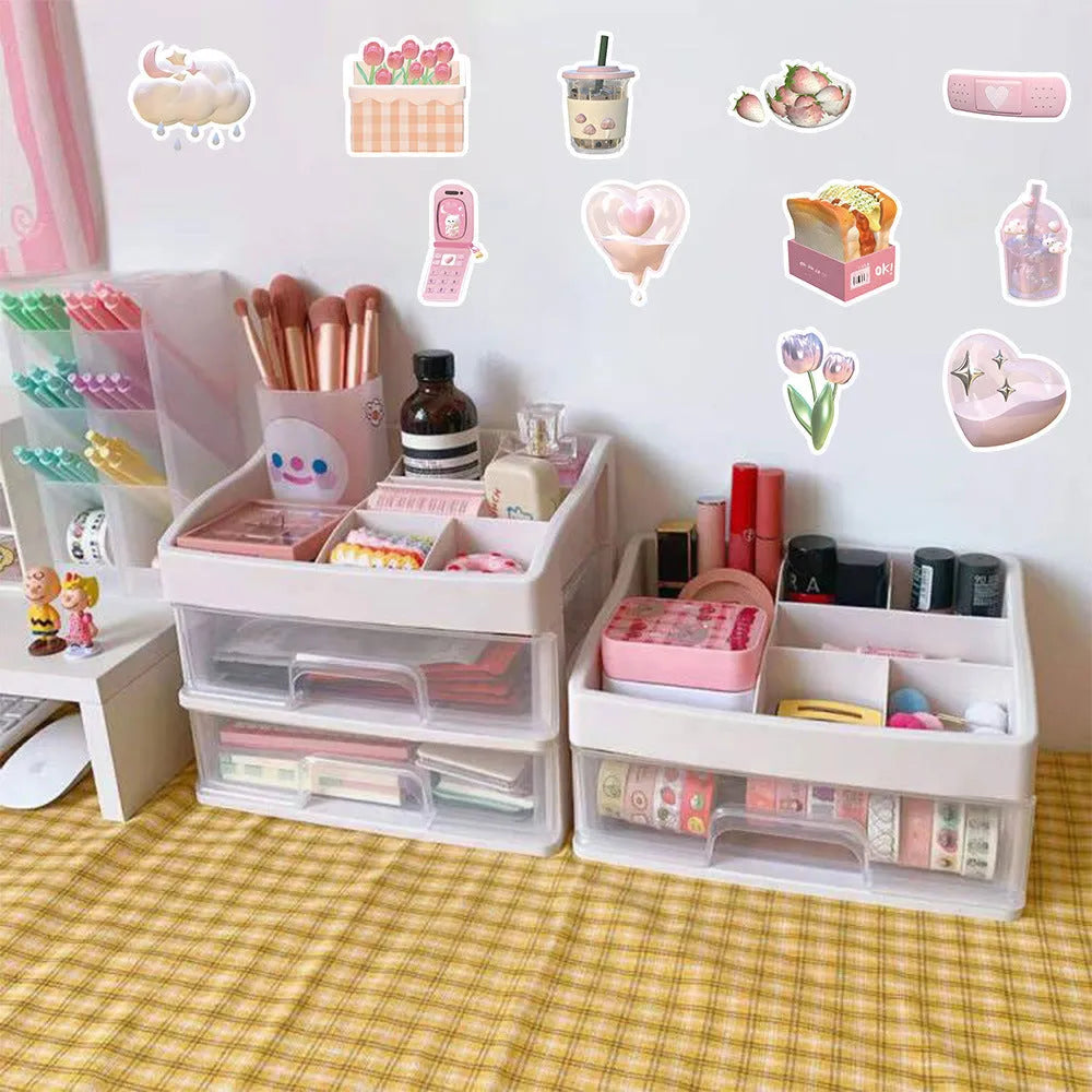Pink girl heart pattern decorative stickers with realistic 3D effect for craft projects