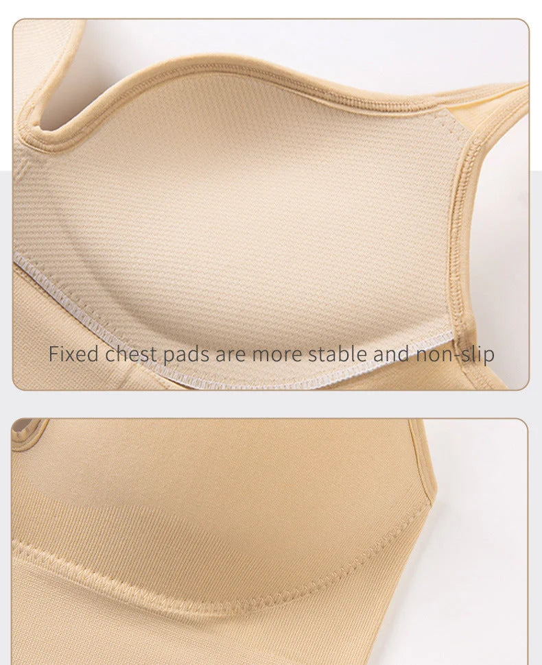 Back Button Up Bra With Wide White Straps for sports and leisure activities