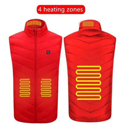 USB charging heated vest with adjustable heating zones for outdoor sports