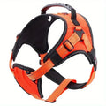 Nylon no pull reflective dog harness vest in orange oxford cloth with adjustable buckles and handle