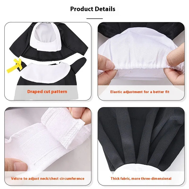 Black polyester pet nun dress Halloween costume for dogs and cats in free size