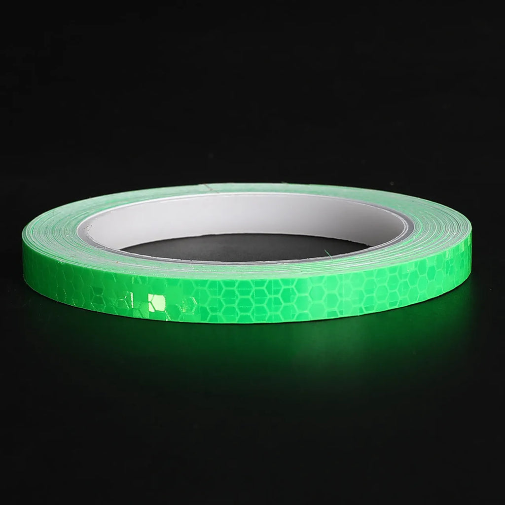 Reflective stripe roll in grass green, 8 metres length, crystal lattice pattern for motorcycle night safety