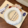 Cartoon cute face wash headband with checkered animal design, available in white, pink, and brown colours