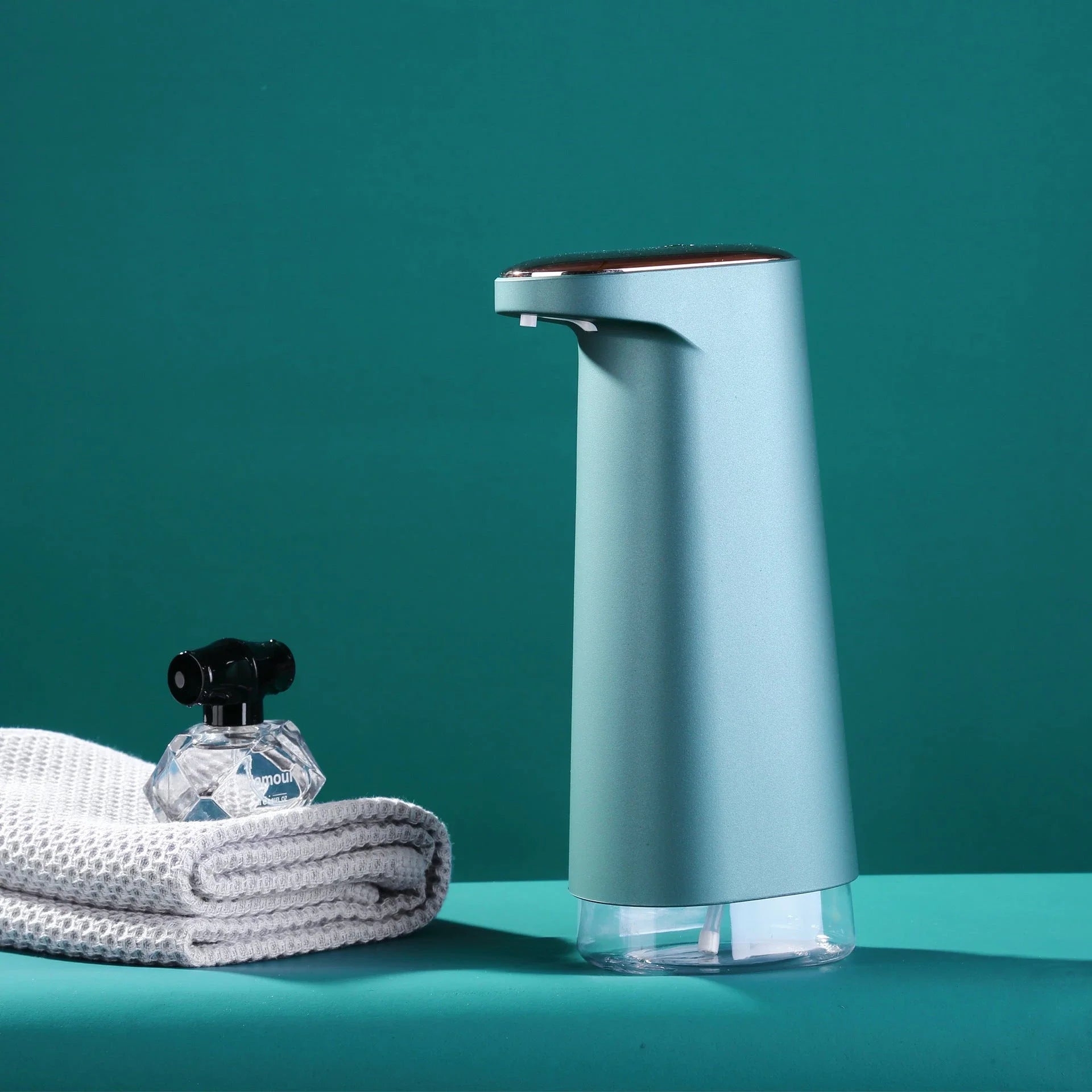 Smart Automatic Foam Soap Dispenser in white, pink, green, and dark green, perfect for touch-free hand washing