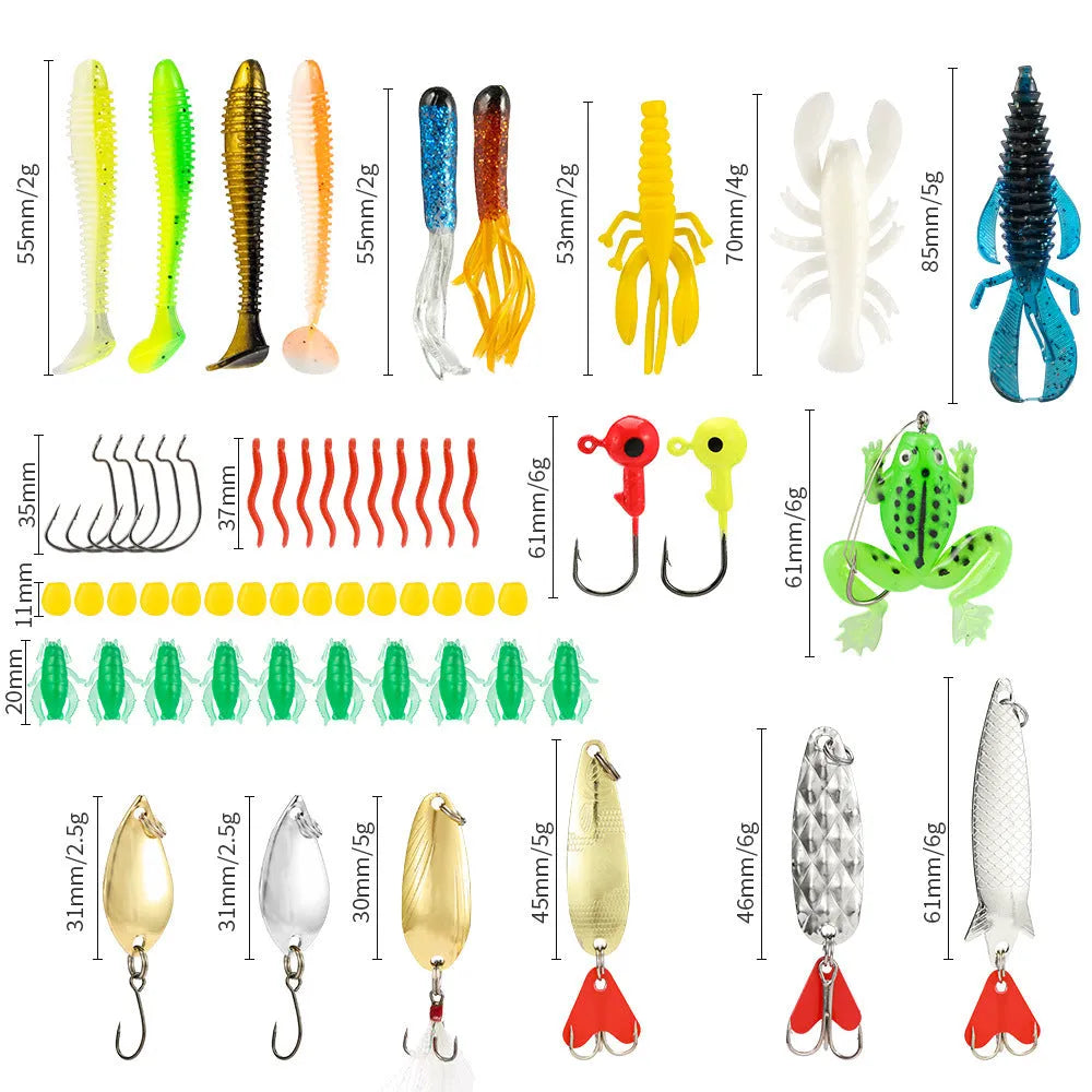 Christmas Mino bog themed metal blind box fishing set with 24 pieces including tackle and collectible figures.