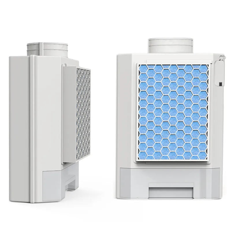 Clothes dryer fluff filter with thickened ABS housing, 9.6cm connection caliber, and four filter cotton refills, measuring 24x11.5x35.5cm