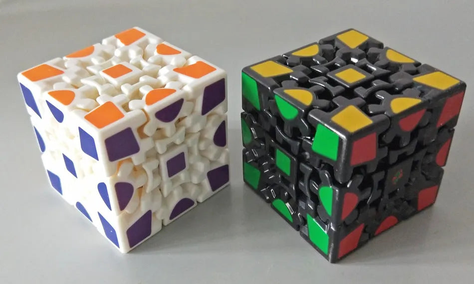 Gear Cube generation one third-order magic Rubik's cube plastic puzzle toy in black heat transfer printing