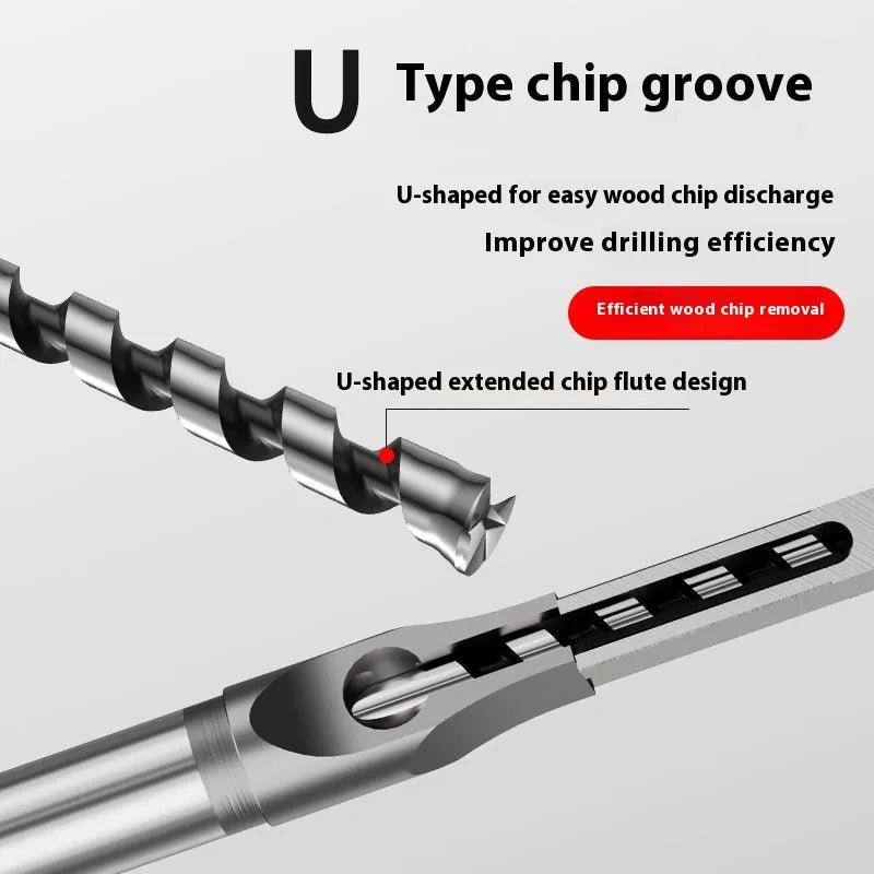 12.7mm carbon steel square hole drill bit woodworking tool set with sleeve and core components