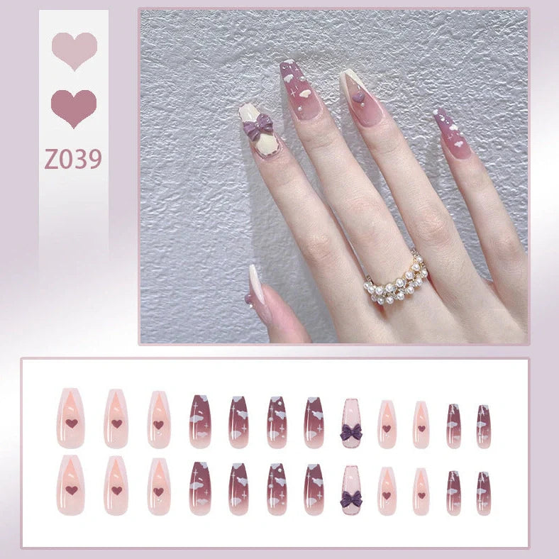 Taro purple gradient nebula flower nail stickers with milk flavor texture on jelly glue tabs