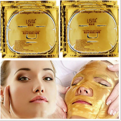 Crystal Gold Collagen Mask with golden jelly formula in packaging showing 60ml content