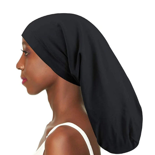 Women's adjustable satin-lined nightcap in various colours for hair protection