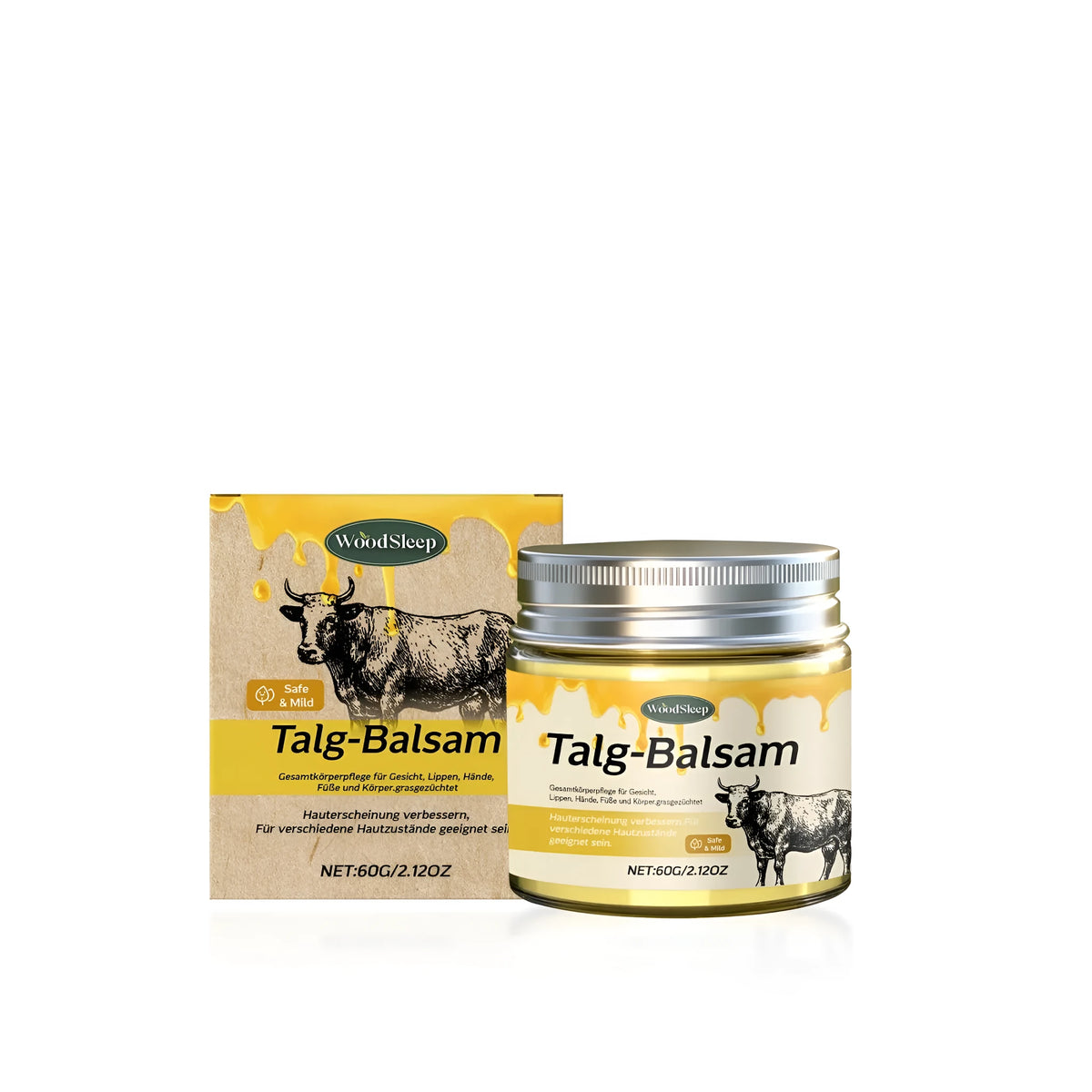 60g pot of bovine fat moisturising cream with Centella asiatica and mint extracts for dry skin