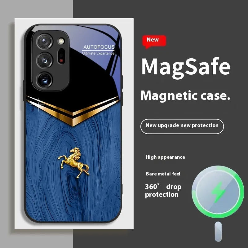 Metal phone case for Samsung with magnetic element, sprayed finish, in black colour