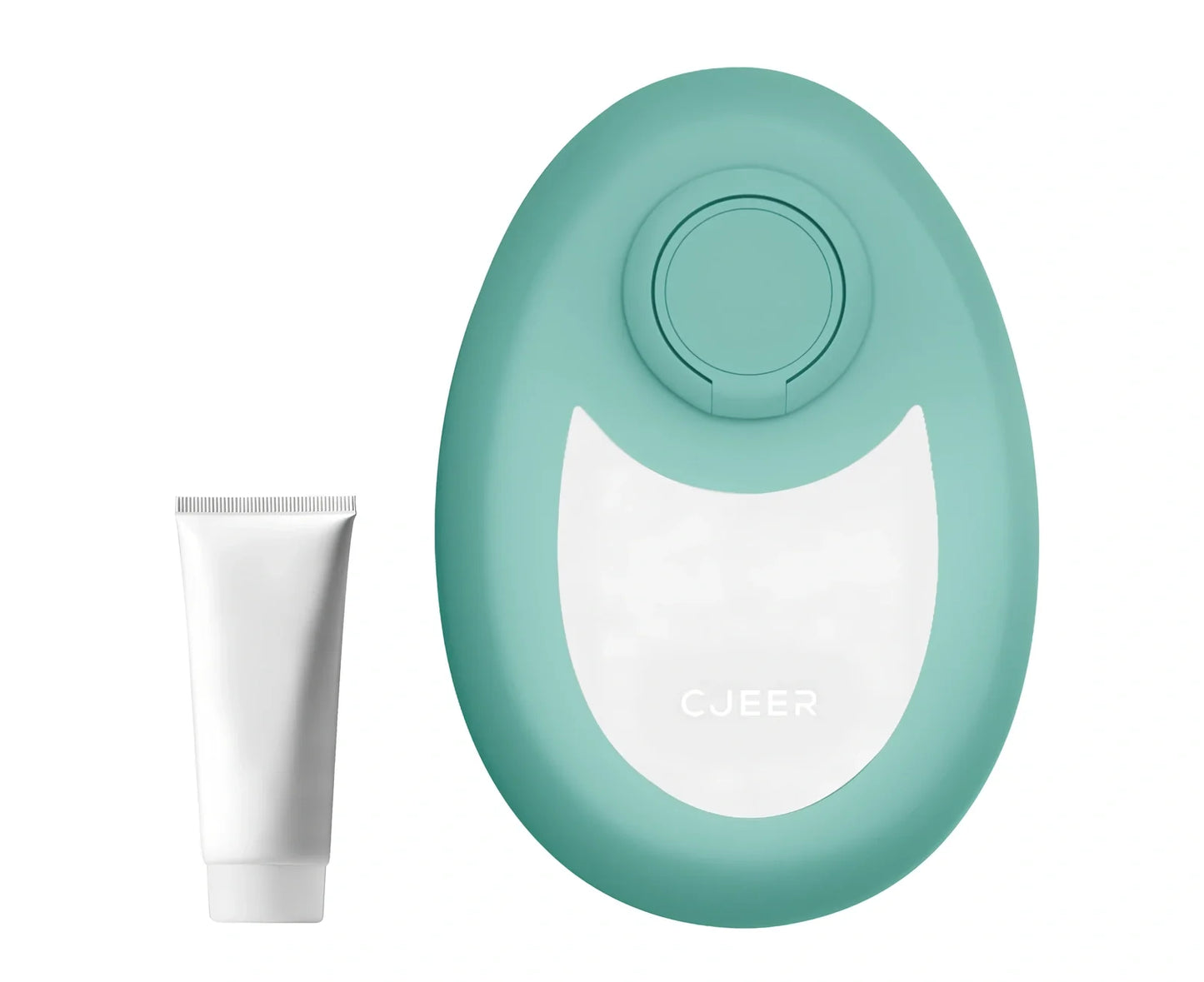 CJEER green crystal hair eraser with nano-glass surface and metal grip ring for painless leg arm removal, includes soothing gel