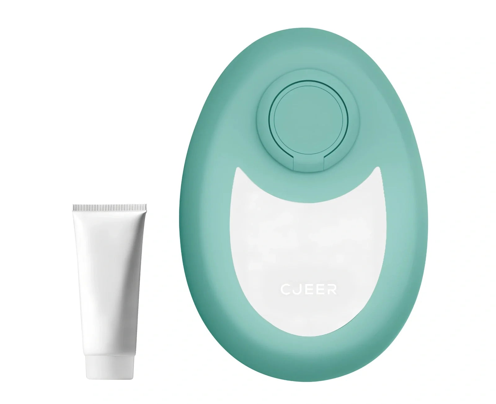 CJEER green crystal hair eraser with nano-glass surface and metal grip ring for painless leg arm removal, includes soothing gel