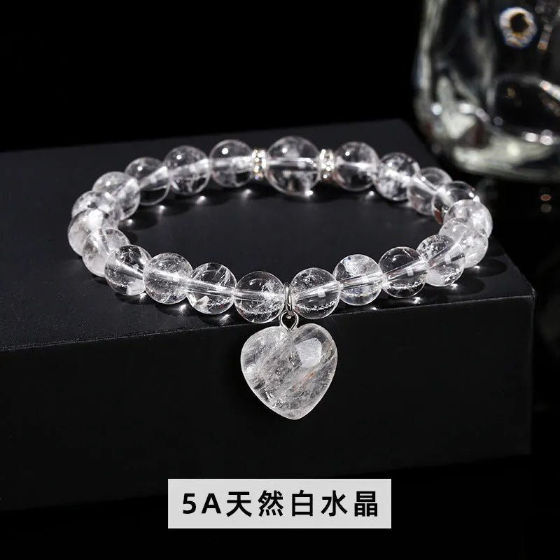 Handmade Tigereye crystal love pendant bracelet with geometric round pendant and natural stone beads in six colour options