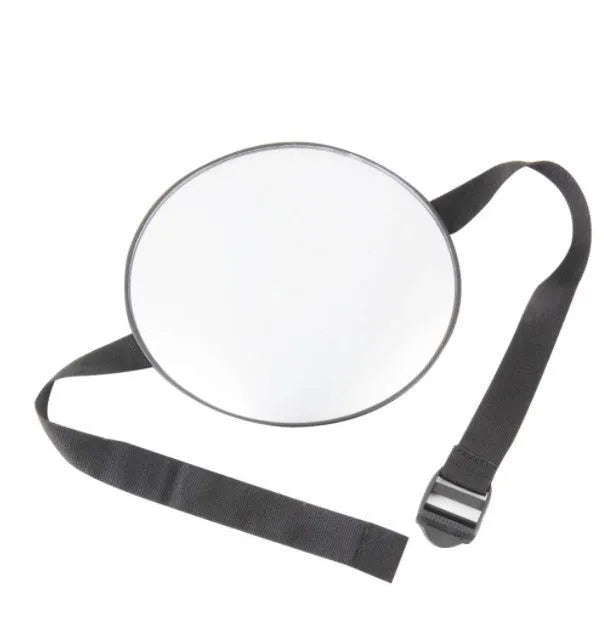 Black universal baby safety seat rearview mirror with 17cm glass and locking ribbon