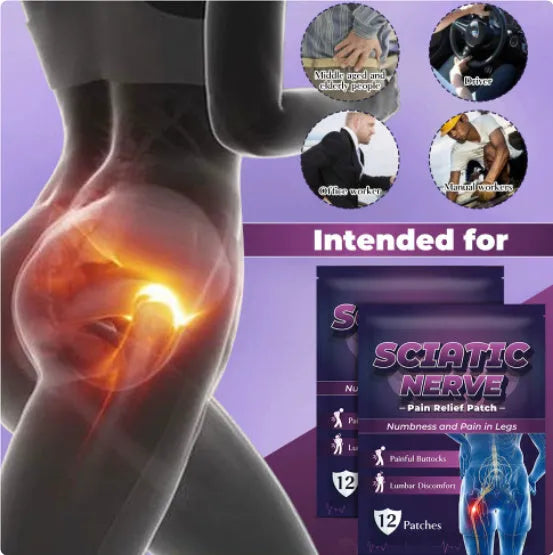 Bag of 12 sciatic nerve acupoint plaster patches for back, hip, and leg nerve support