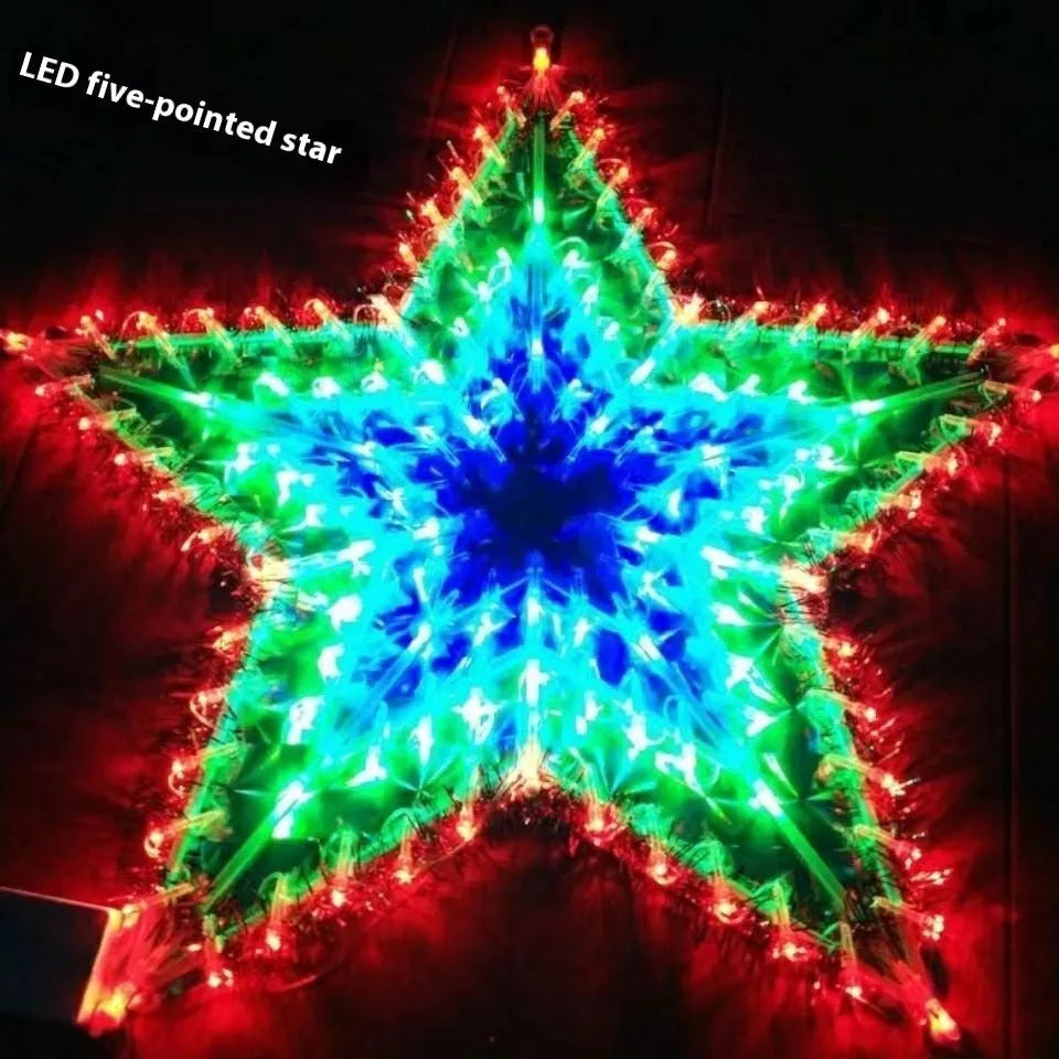 Outdoor Christmas string lights with peacock, love, sunflower and star shapes in colour-changing illumination