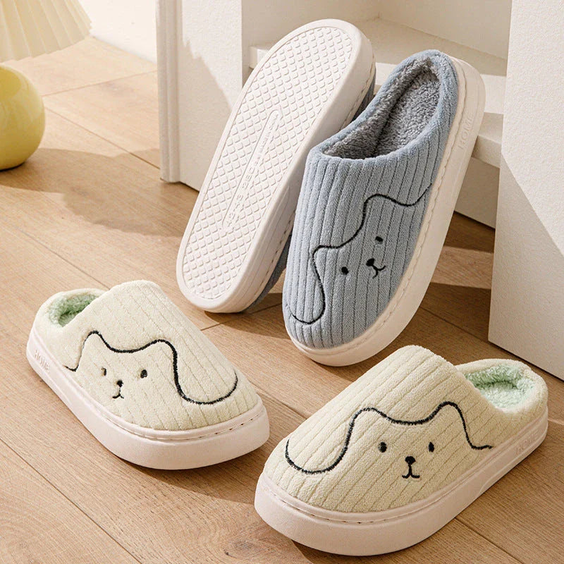 Cozy cat-themed slippers with plush uppers and non-slip rubber soles, available in a variety of vibrant colors