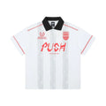 Digital printing short sleeve men's exercise jersey in white, loose fit polyester summer top