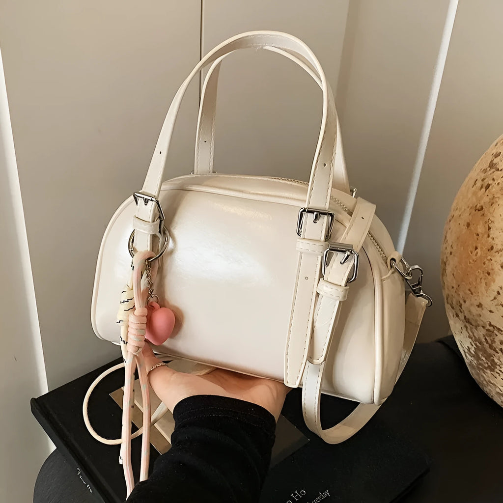 Korean style small square shoulder bag in PU material with shell shape design