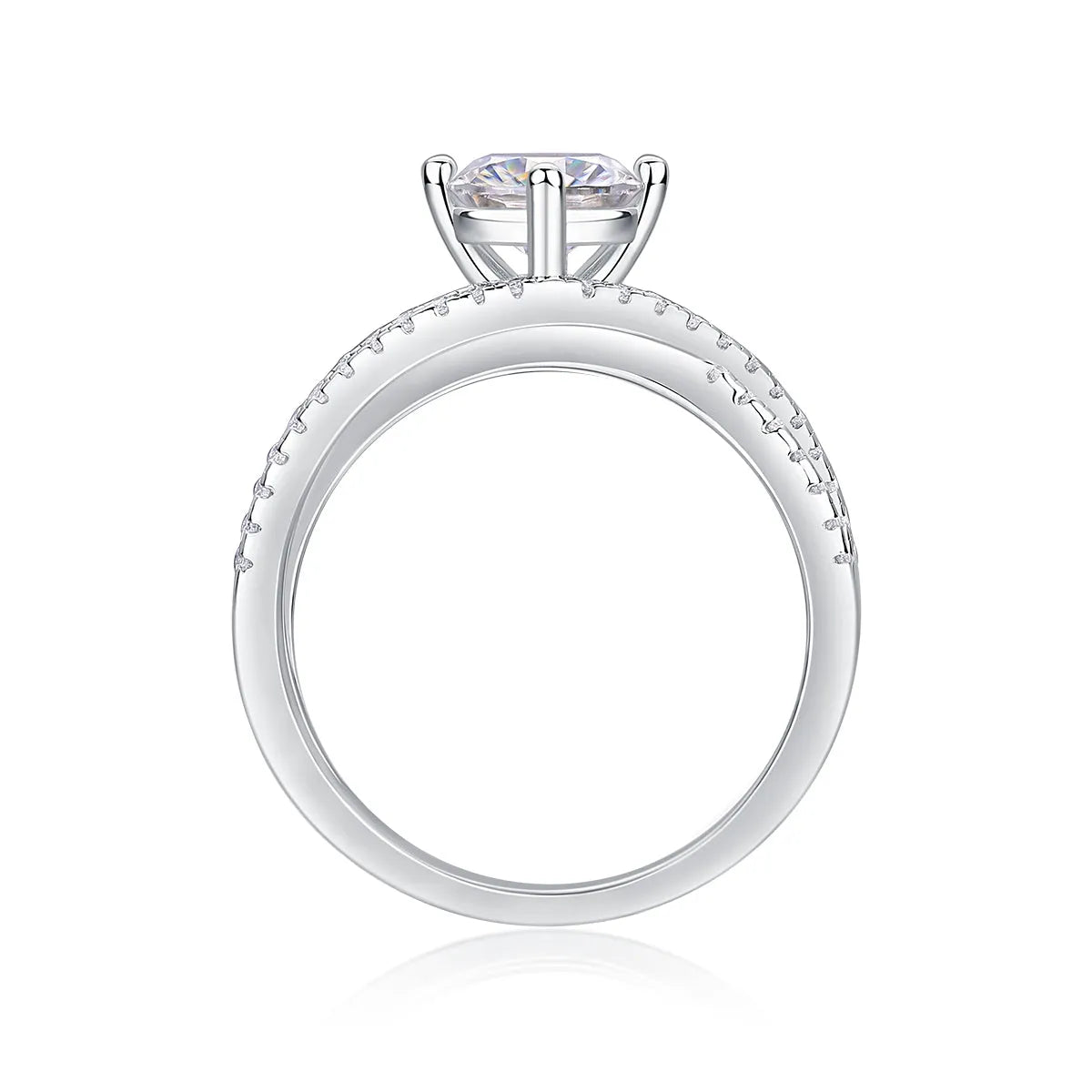 1-carat moissanite S925 silver wedding ring with platinum plating, diamond pen inspectable, gift box