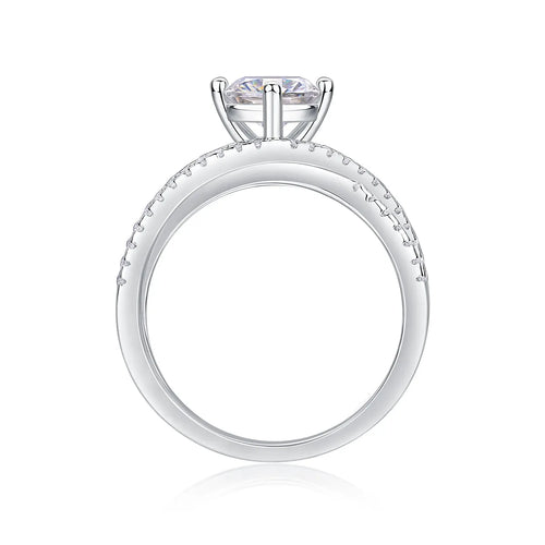1-carat moissanite S925 silver wedding ring with platinum plating, diamond pen inspectable, gift box