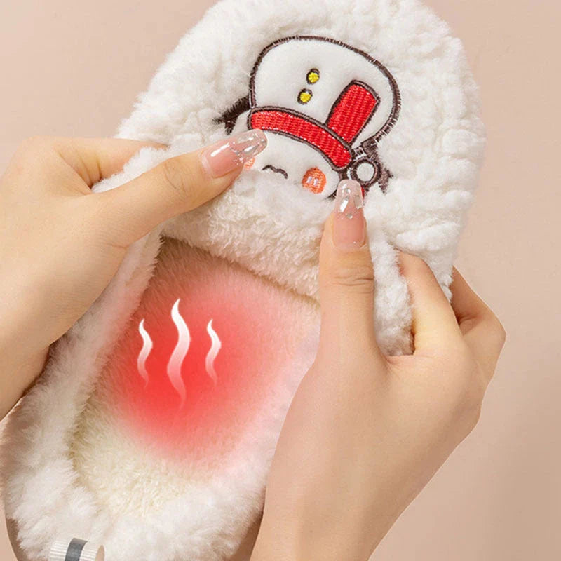 Cozy snowman-themed slippers with plush materials, anti-slip soles, and a variety of color options for comfortable indoor wear