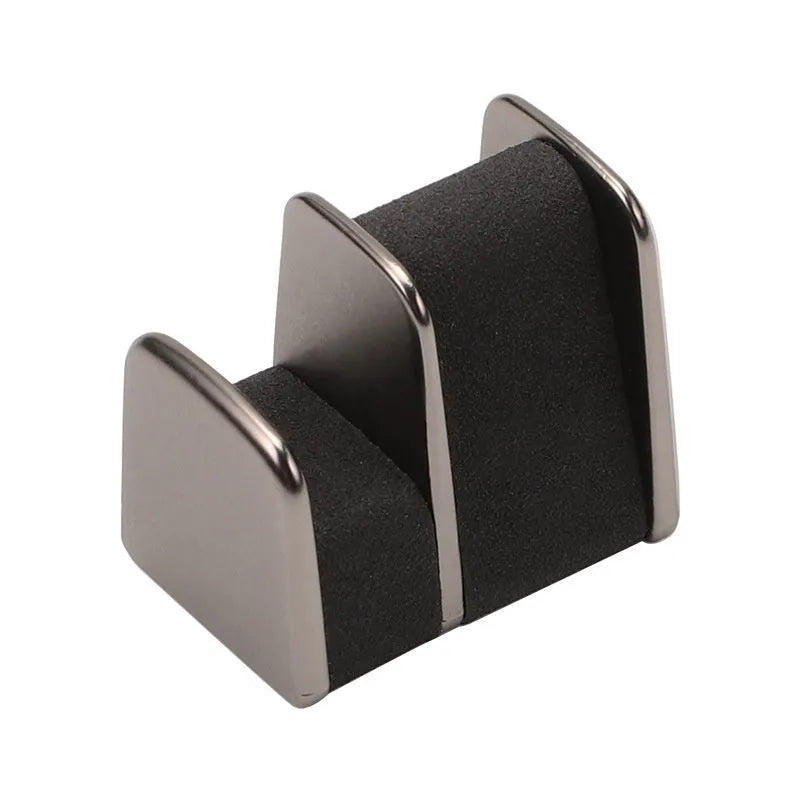 Car dashboard sunglasses holder clip in zinc alloy with leather elements measuring 3.7cm