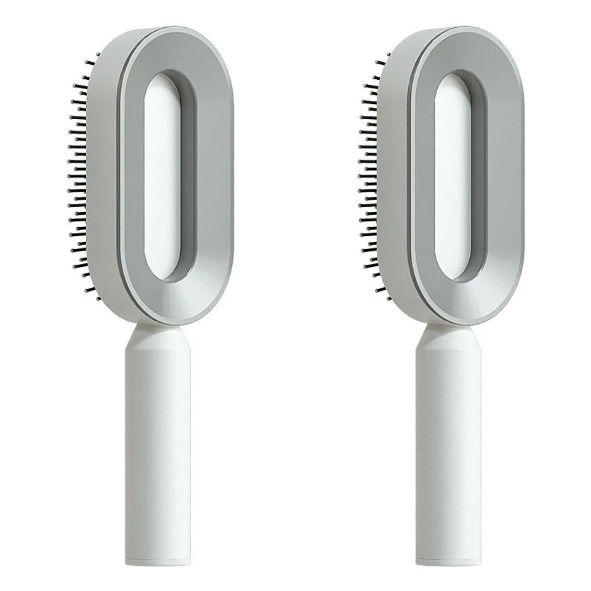 3D Air Cushion Hair Brush in elegant white, showcasing wide comb teeth and ergonomic handle