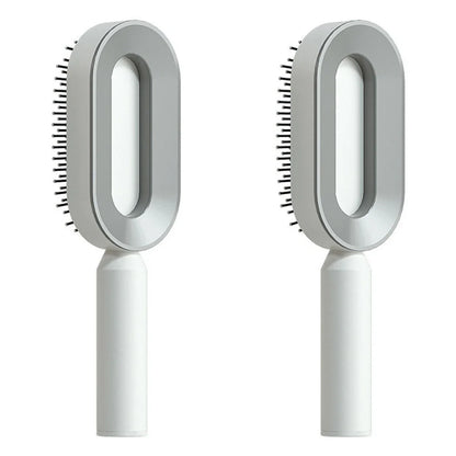 3D Air Cushion Hair Brush in elegant white, showcasing wide comb teeth and ergonomic handle