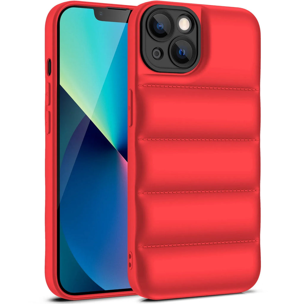 Solid colour TPU protective phone case for iPhone, shown in blue, on a white background.