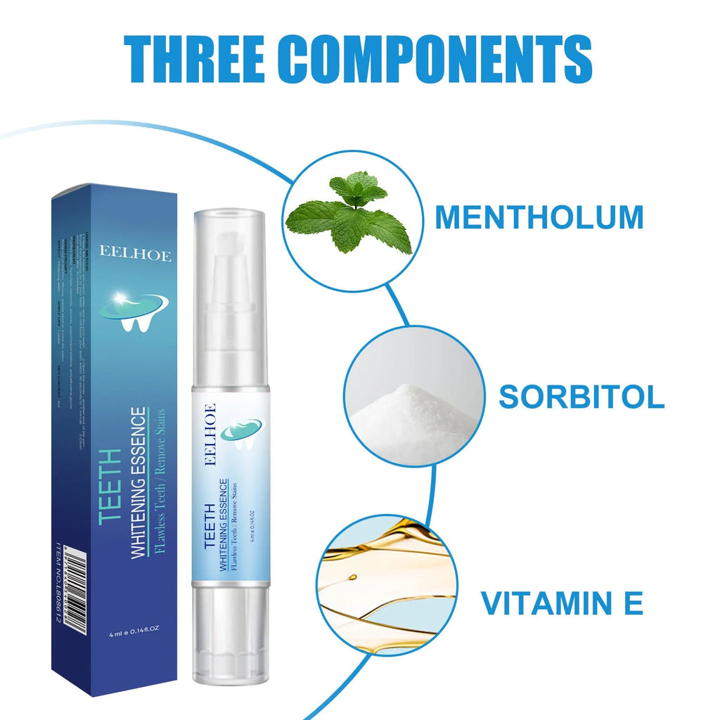 White teeth whitening pen with plant extract 4ml in compact packaging