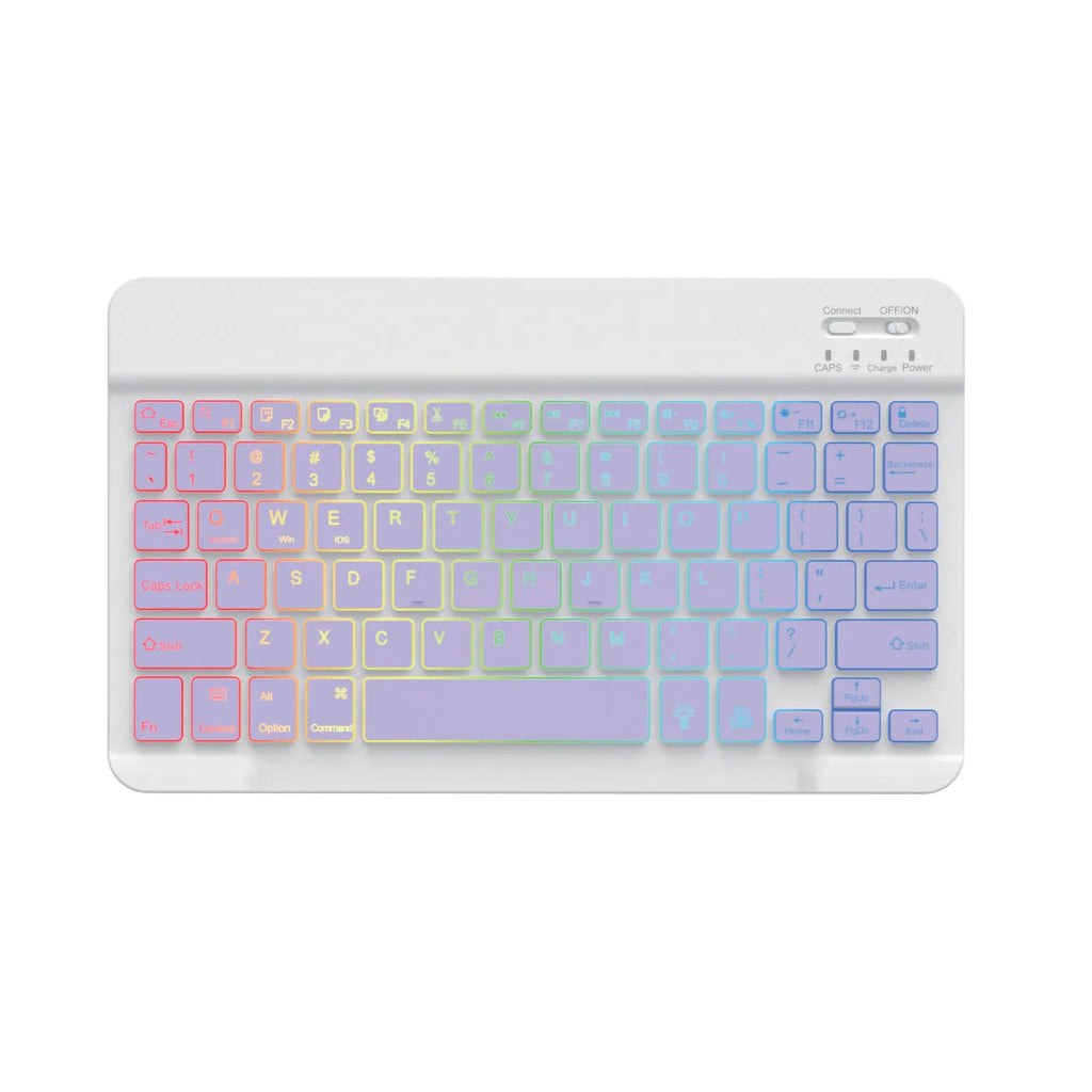 10-inch wireless Bluetooth keyboard with colourful backlit keys for mobile phones and tablets