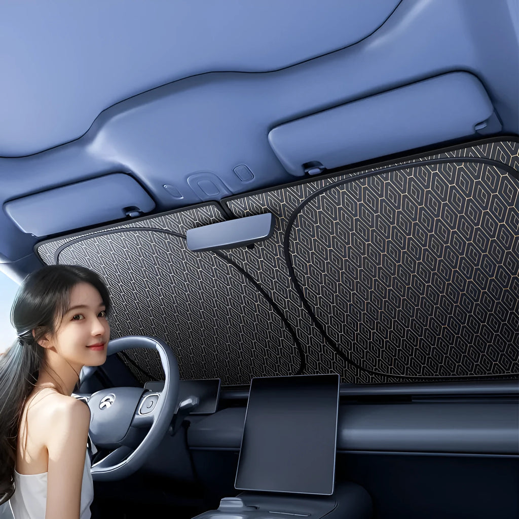 Car laser sun shade front windshield 142x80cm titanium silver polishing cloth solid colour