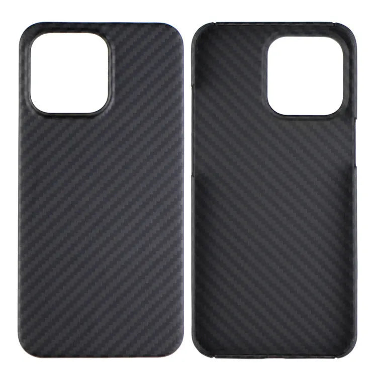 Kevlar fibre iPhone case with stripe design and MagSafe compatibility in dull black texture variations