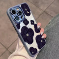 Dark purple camellia flower design shockproof phone case for Apple iPhone with rhinestone lens protector