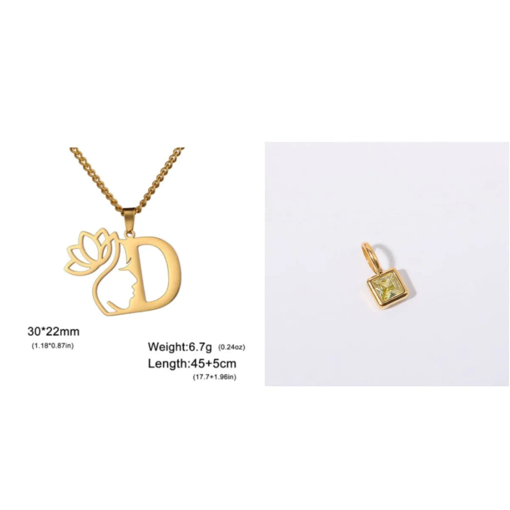 Stainless steel necklace with cross chain design and a pendant, available in gold or steel colour.