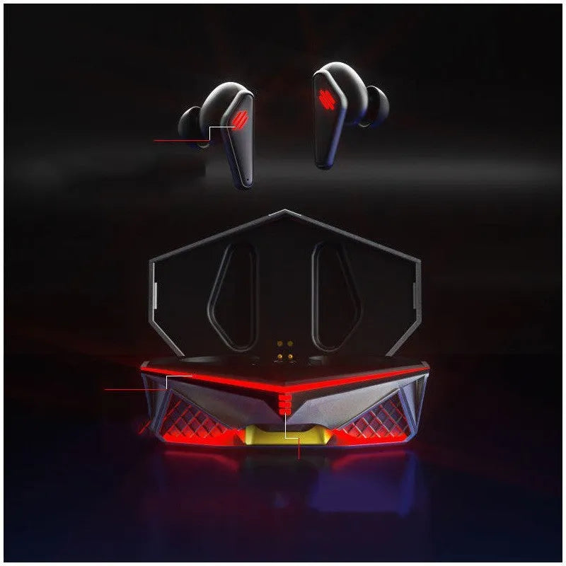K98 Black wireless Bluetooth earbuds with charging case for gaming with 15-metre range