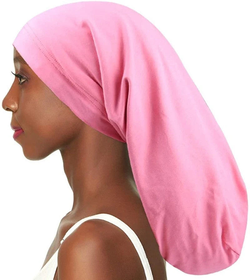 Women's adjustable satin-lined nightcap in various colours for hair protection