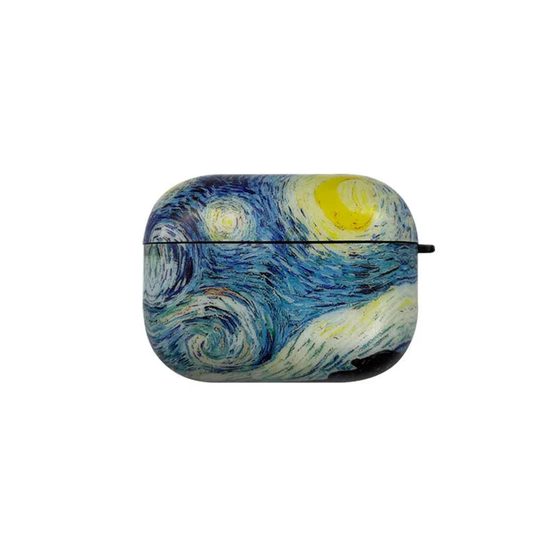 Van Gogh Starry Sky soft silicone plastic AirPods case for multiple generations with retro art print