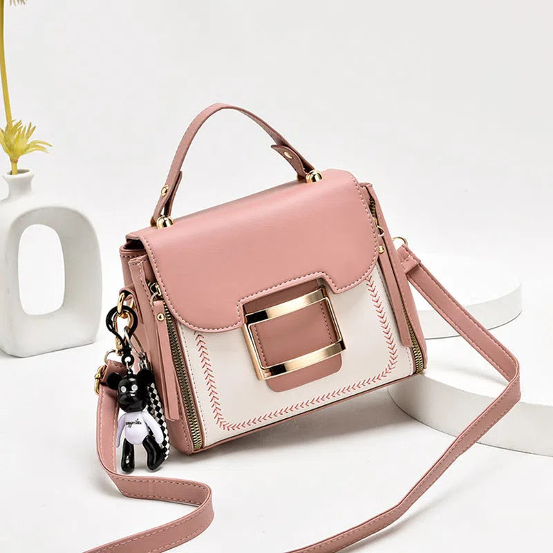 Large-capacity horizontal rectangular PU tote crossbody bag in white colour with single shoulder strap and plain design