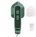 Dark green portable hanging steam iron with ceramic panel and compact design for travel use